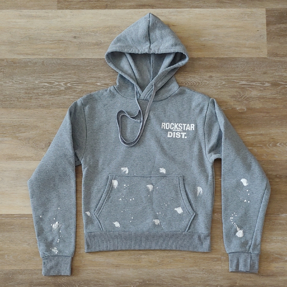 NEW Rockstar Original Youth Boys Paint Splatter Pullover Hoodie Grey Size S